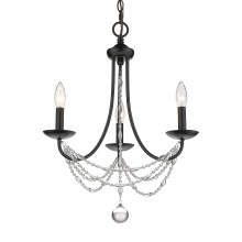 Golden 7644-M3 BLK - Golden Lighting Mirabella 3-light Chandelier in Matte Black